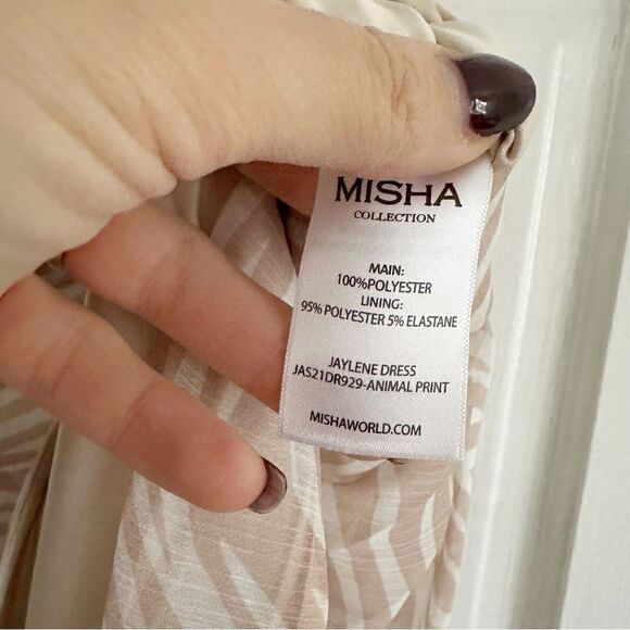 MISHA Jaylene One Shoulder Animal Print Cocktail Dress - Picture 9 of 10